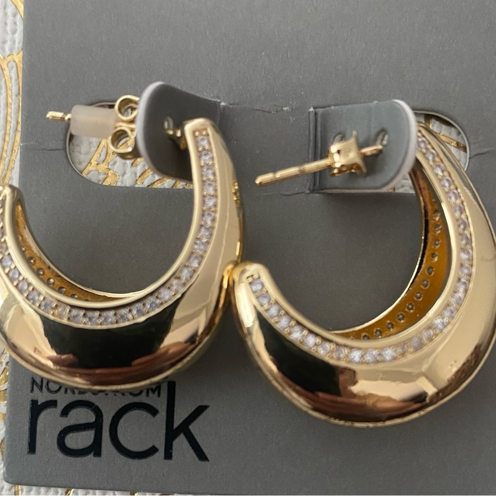 Nordstrom Gold and cubic zirconia Hoop Earrings